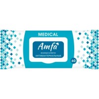 AMFA MEDICAL Влажные салфетки антибактериальные 60шт с клапаном